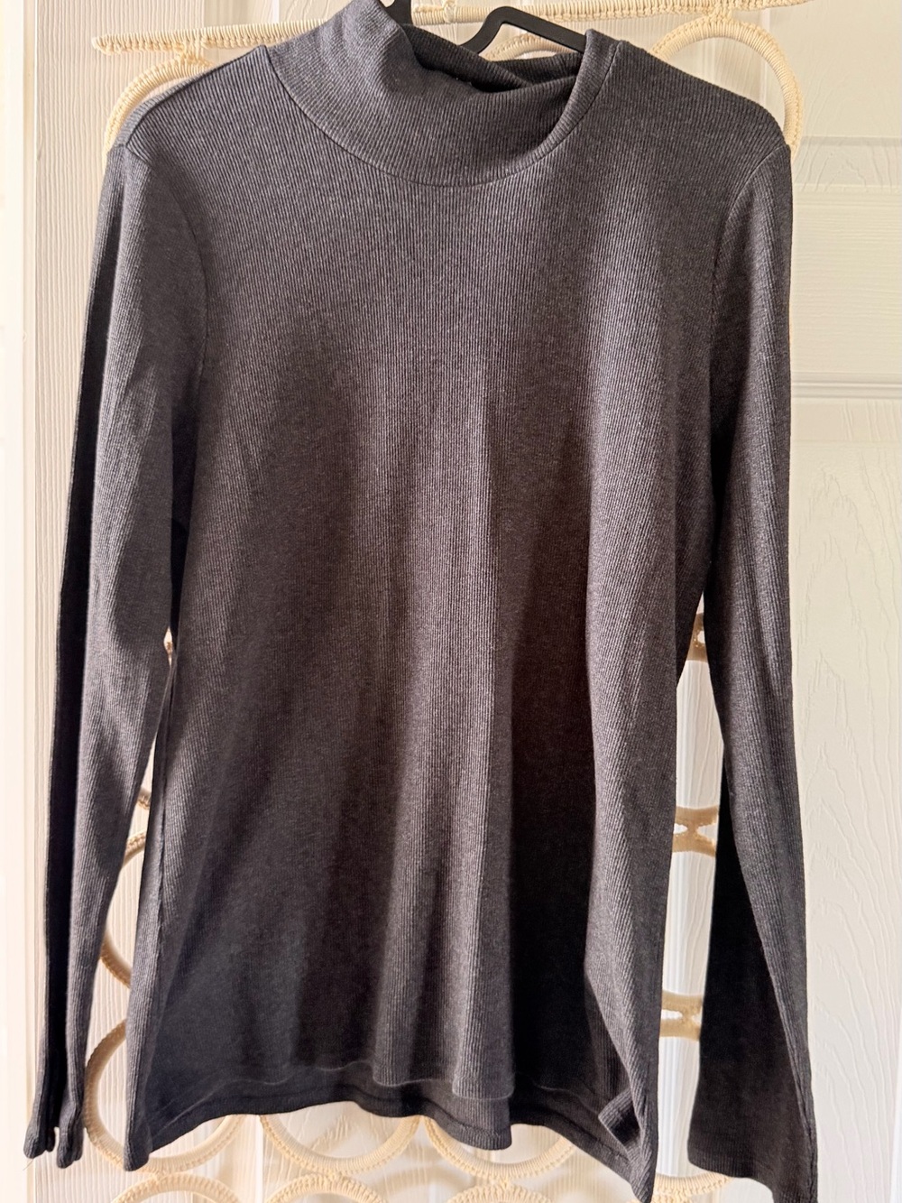 Sezane Charcoal Gray Long-Sleeve Mock Neck Sweater Top